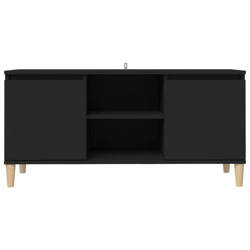 Casa si Gradina - Mobilier - Comode si corpuri - Comode - Comoda TV cu picioare din lemn masiv, picioare lemn masiv, negru, 103,5x35x50 cm - Infinity.ro