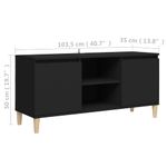 Casa si Gradina - Mobilier - Comode si corpuri - Comode - Comoda TV cu picioare din lemn masiv, picioare lemn masiv, negru, 103,5x35x50 cm - Infinity.ro