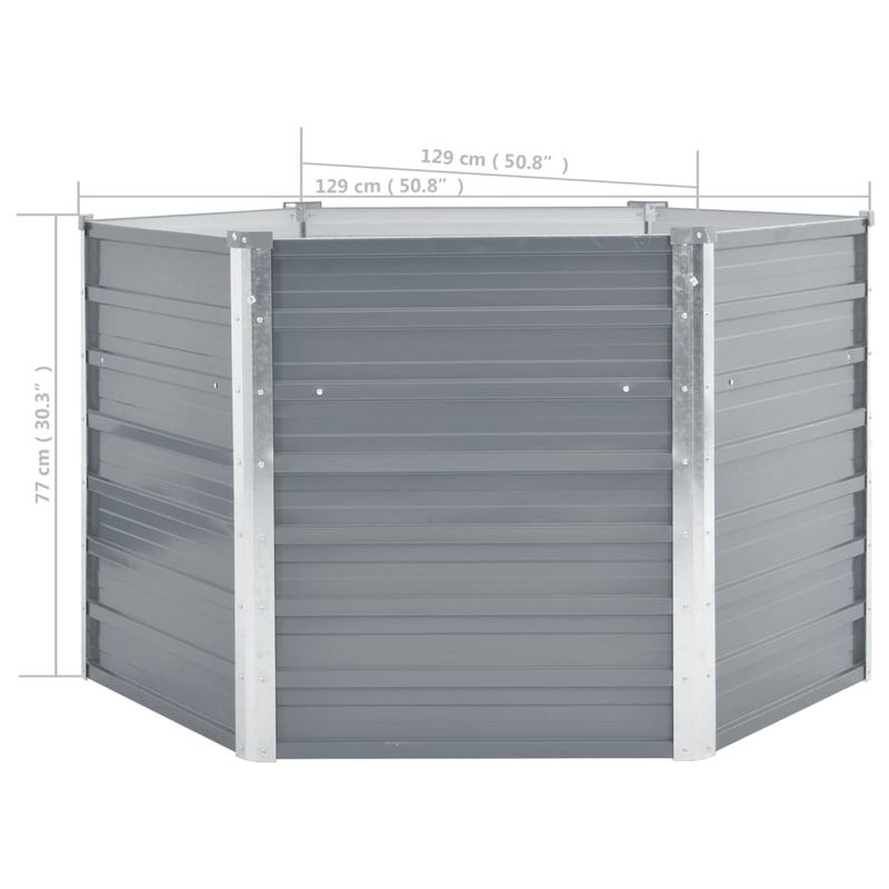 Casa si Gradina - Gradinarit si plante - Plante si ghivece - Ghivece si suporturi - Strat inaltat de gradina, gri, 129x129x77 cm, otel galvanizat - Infinity.ro
