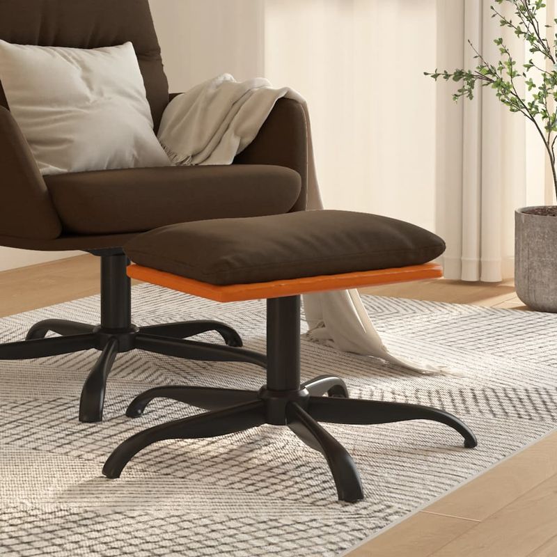 Casa si Gradina - Mobilier - Scaune si fotolii - Tabureti - Taburet, maro, 60x60x36 cm, textil si piele ecologica - Infinity.ro