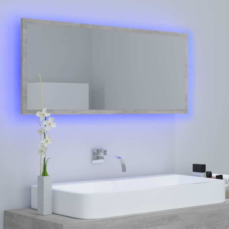 Casa si Gradina - Mobilier - Comode si corpuri - Masute de toaleta - Oglinda de baie cu LED, gri beton, 100x8,5x37 cm, acril - Infinity.ro