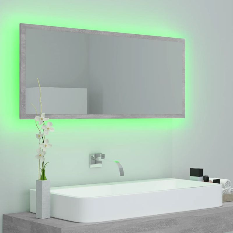 Casa si Gradina - Mobilier - Comode si corpuri - Masute de toaleta - Oglinda de baie cu LED, gri beton, 100x8,5x37 cm, acril - Infinity.ro