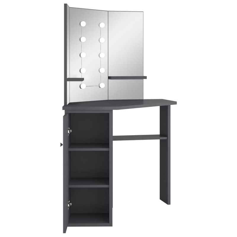 Casa si Gradina - Mobilier - Comode si corpuri - Masute de toaleta - Masa pentru machiaj de colt cu lumini LED, cu LED, gri, 111x54x141,5 cm - Infinity.ro