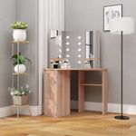 Casa si Gradina - Mobilier - Comode si corpuri - Masute de toaleta - Masa pentru machiaj de colt cu lumini LED, stejar, 111x54x141,5 cm - Infinity.ro