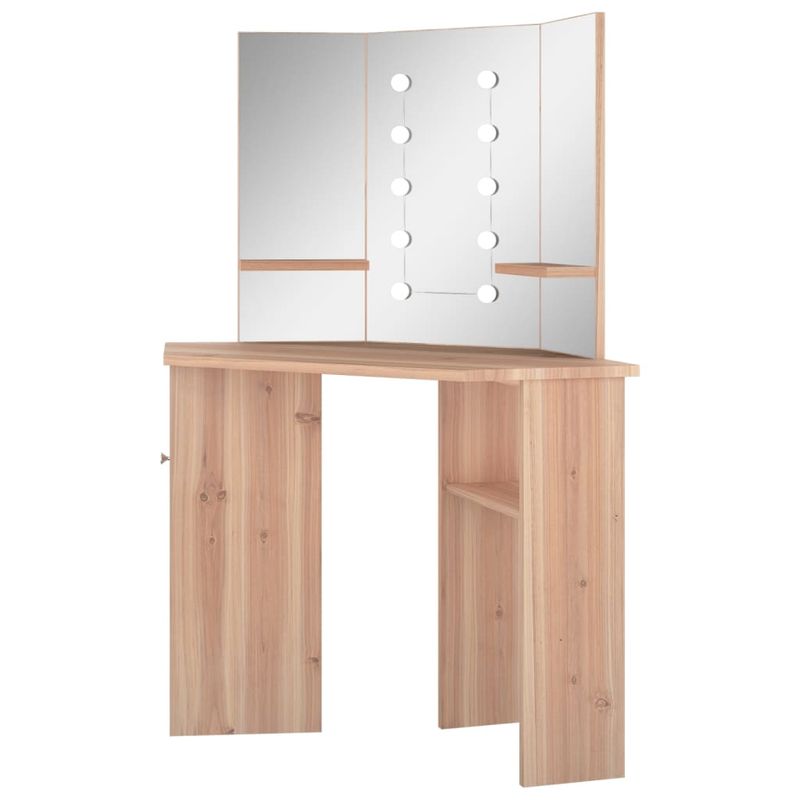 Casa si Gradina - Mobilier - Comode si corpuri - Masute de toaleta - Masa pentru machiaj de colt cu lumini LED, stejar, 111x54x141,5 cm - Infinity.ro