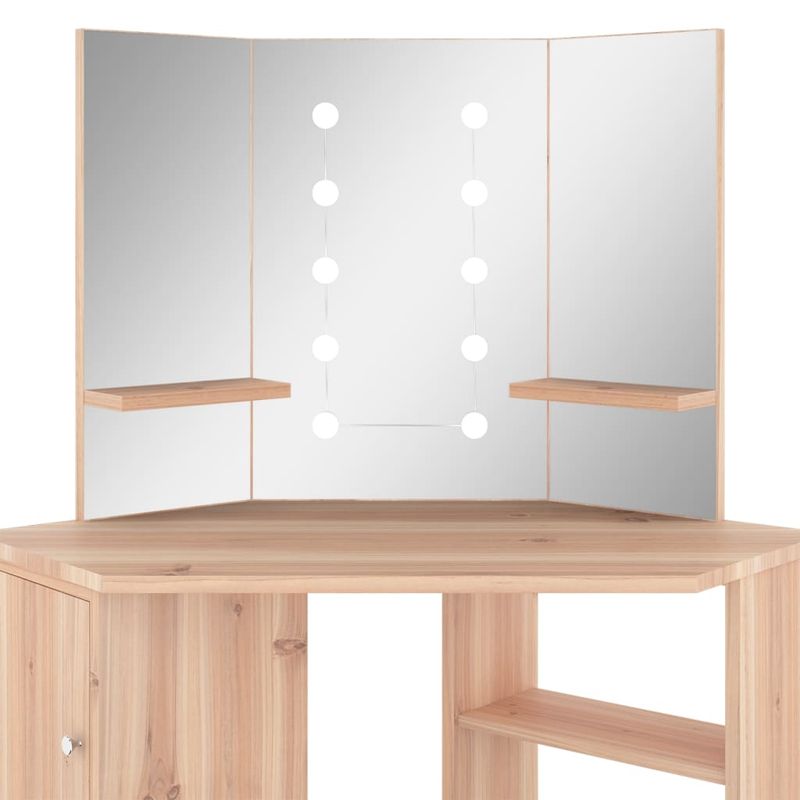 Casa si Gradina - Mobilier - Comode si corpuri - Masute de toaleta - Masa pentru machiaj de colt cu lumini LED, stejar, 111x54x141,5 cm - Infinity.ro