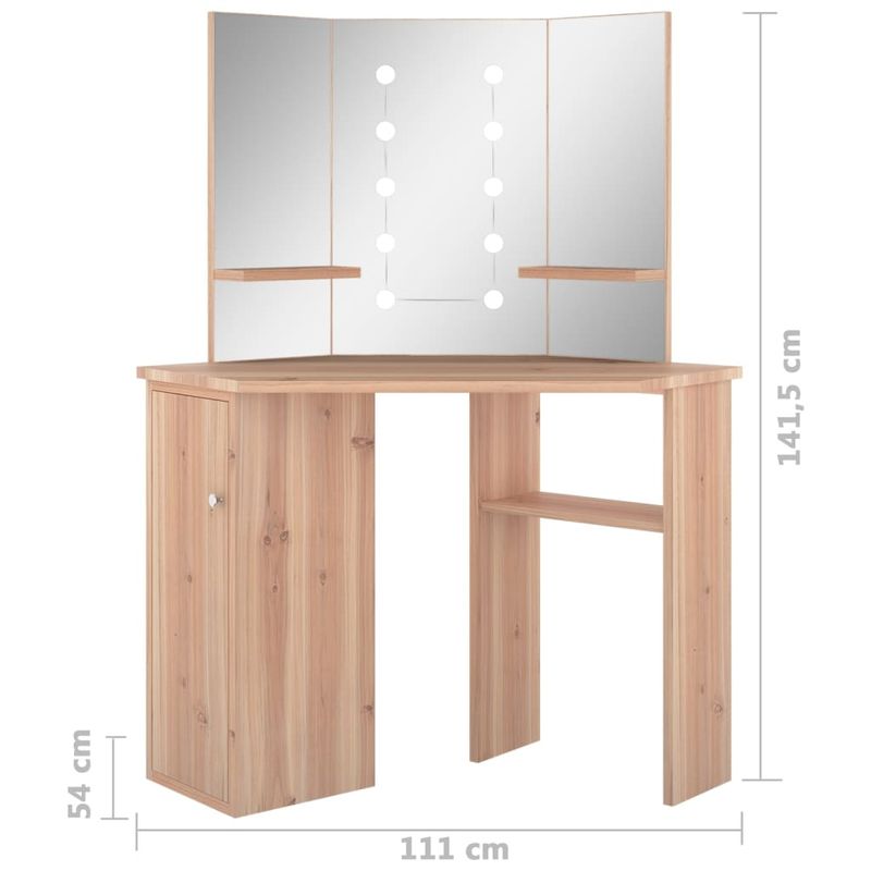 Casa si Gradina - Mobilier - Comode si corpuri - Masute de toaleta - Masa pentru machiaj de colt cu lumini LED, stejar, 111x54x141,5 cm - Infinity.ro