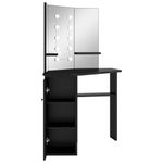 Casa si Gradina - Mobilier - Comode si corpuri - Masute de toaleta - Masa pentru machiaj de colt cu lumini LED, cu LED, negru, 111x54x141,5 cm - Infinity.ro