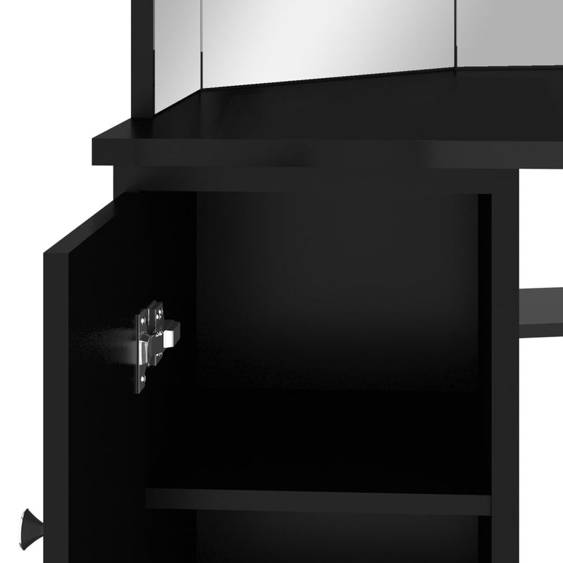Casa si Gradina - Mobilier - Comode si corpuri - Masute de toaleta - Masa pentru machiaj de colt cu lumini LED, cu LED, negru, 111x54x141,5 cm - Infinity.ro
