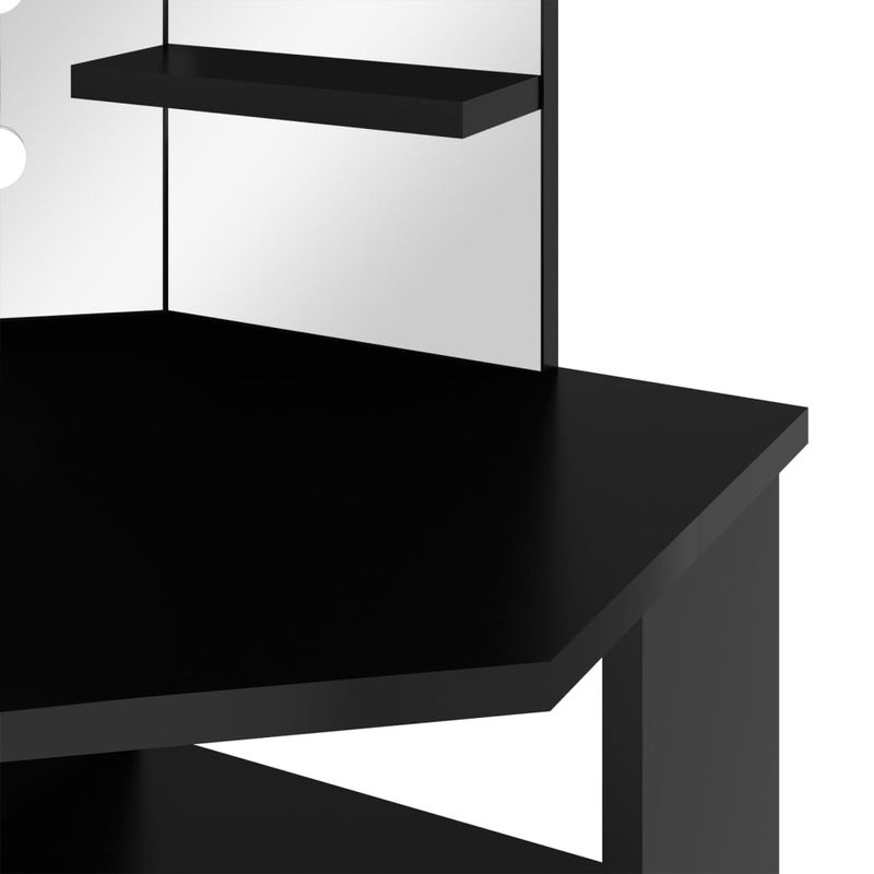 Casa si Gradina - Mobilier - Comode si corpuri - Masute de toaleta - Masa pentru machiaj de colt cu lumini LED, cu LED, negru, 111x54x141,5 cm - Infinity.ro