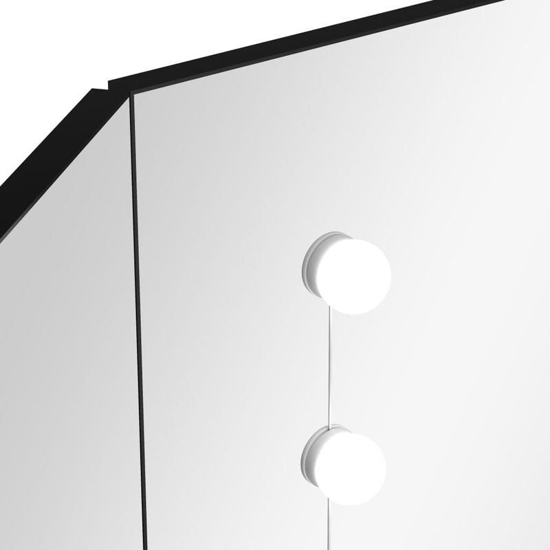 Casa si Gradina - Mobilier - Comode si corpuri - Masute de toaleta - Masa pentru machiaj de colt cu lumini LED, cu LED, negru, 111x54x141,5 cm - Infinity.ro