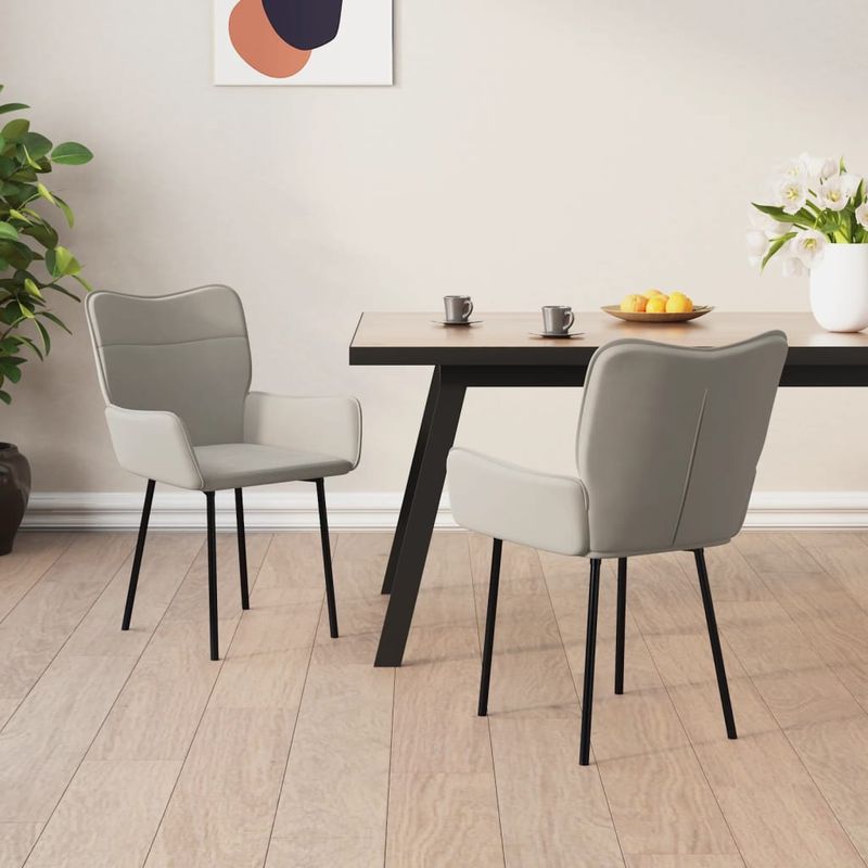 Casa si Gradina - Mobilier - Scaune si fotolii - Scaune - Scaune de bucatarie pivotante, 2 buc., gri deschis, catifea - Infinity.ro