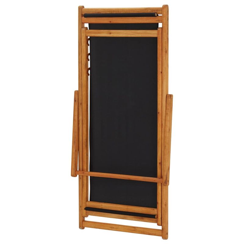 Casa si Gradina - Gradina si terasa - Mobilier exterior - Scaune si sezlonguri gradina - Scaun de plaja pliabil, negru, lemn de eucalipt si tesatura - Infinity.ro