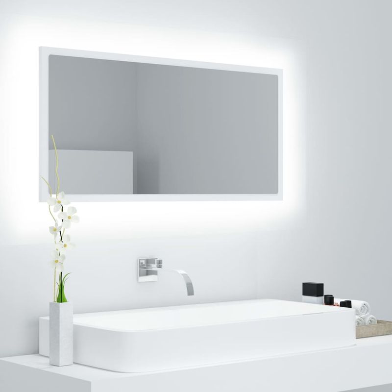 Casa si Gradina - Mobilier - Comode si corpuri - Masute de toaleta - Oglinda de baie cu LED, alb, 90x8,5x37 cm, acril - Infinity.ro