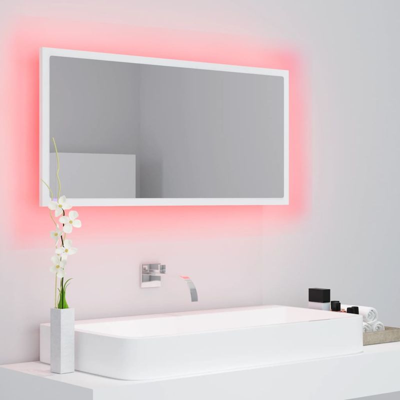 Casa si Gradina - Mobilier - Comode si corpuri - Masute de toaleta - Oglinda de baie cu LED, alb, 90x8,5x37 cm, acril - Infinity.ro