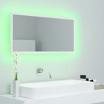 Casa si Gradina - Mobilier - Comode si corpuri - Masute de toaleta - Oglinda de baie cu LED, alb, 90x8,5x37 cm, acril - Infinity.ro