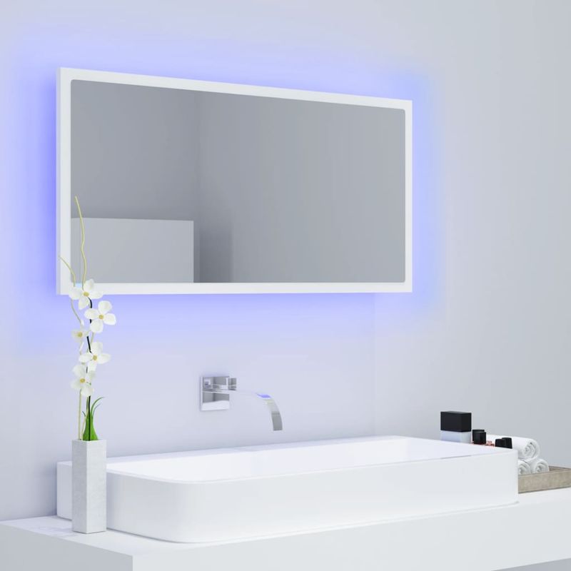 Casa si Gradina - Mobilier - Comode si corpuri - Masute de toaleta - Oglinda de baie cu LED, alb, 90x8,5x37 cm, acril - Infinity.ro
