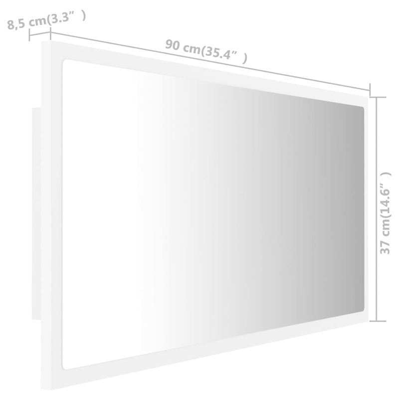 Casa si Gradina - Mobilier - Comode si corpuri - Masute de toaleta - Oglinda de baie cu LED, alb, 90x8,5x37 cm, acril - Infinity.ro