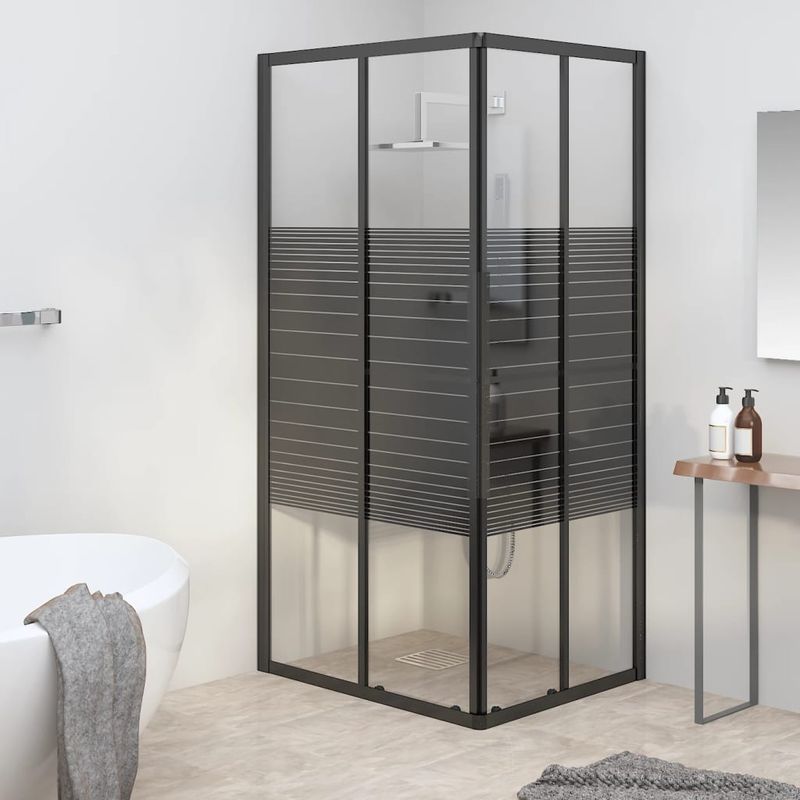 Casa si Gradina - Sanitare - Cazi si cabine de dus - Cabine dus - Cabina de dus cu dungi, negru, 90x70x180 cm, ESG - Infinity.ro