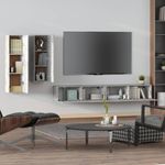 Casa si Gradina - Mobilier - Seturi de mobilier - Seturi living - Set dulap TV, 4 piese, gri beton, lemn prelucrat - Infinity.ro