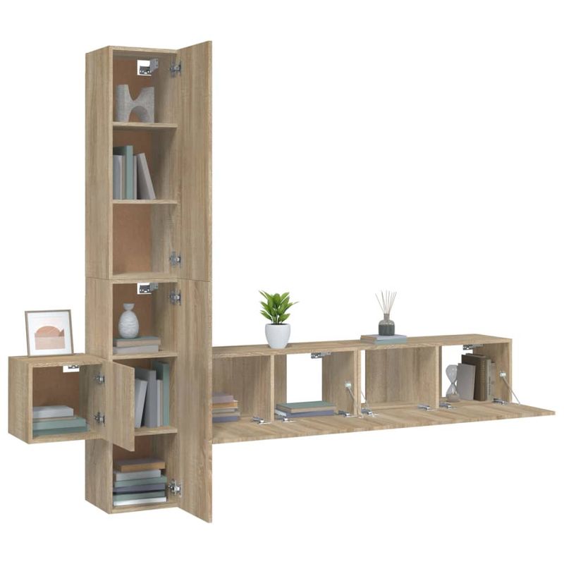Casa si Gradina - Mobilier - Seturi de mobilier - Seturi living - Set dulap TV, 5 piese, stejar sonoma, lemn prelucrat - Infinity.ro