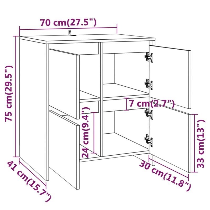 Casa si Gradina - Mobilier - Comode si corpuri - Comode - Servanta, gri beton, 70x41x75 cm, lemn prelucrat - Infinity.ro