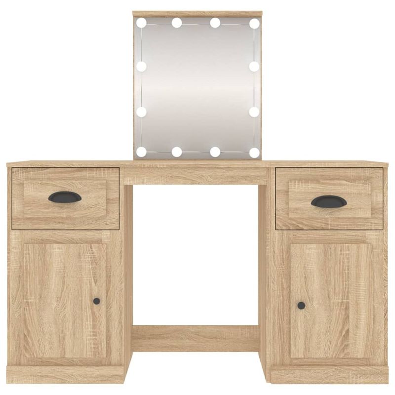 Casa si Gradina - Mobilier - Comode si corpuri - Masute de toaleta - Masa de toaleta cu LED, stejar sonoma, 130x50x132,5 cm - Infinity.ro