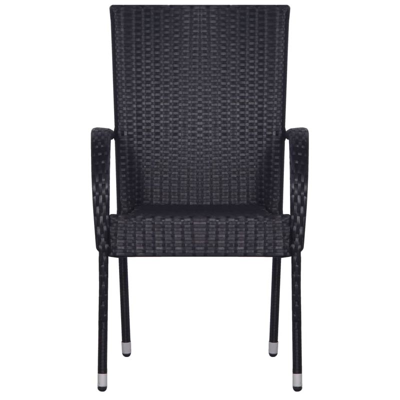 Casa si Gradina - Gradina si terasa - Mobilier exterior - Scaune si sezlonguri gradina - Scaune de exterior stivuibile, stivuibile, 2 buc., poliratan, negru - Infinity.ro