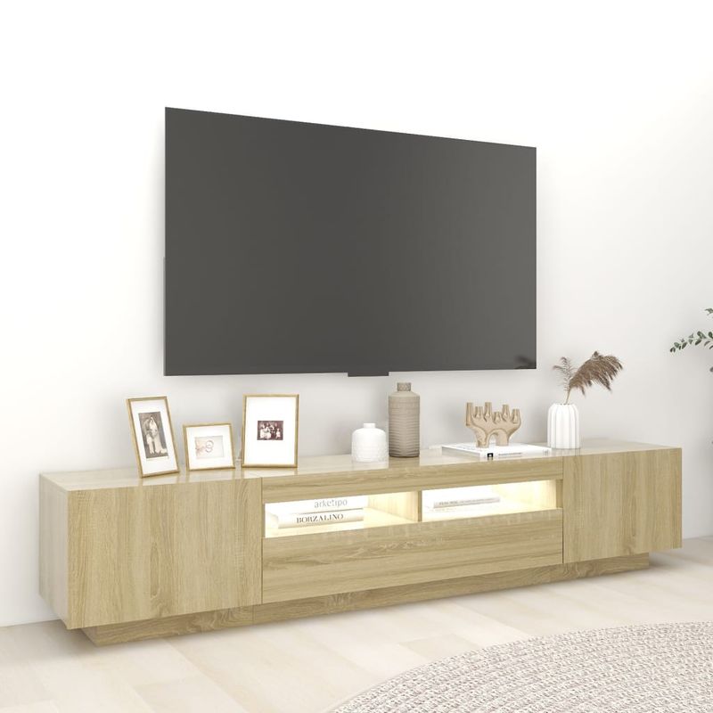 Casa si Gradina - Mobilier - Comode si corpuri - Comode - Comoda TV cu lumini LED, stejar sonoma, 200x35x40 cm - Infinity.ro