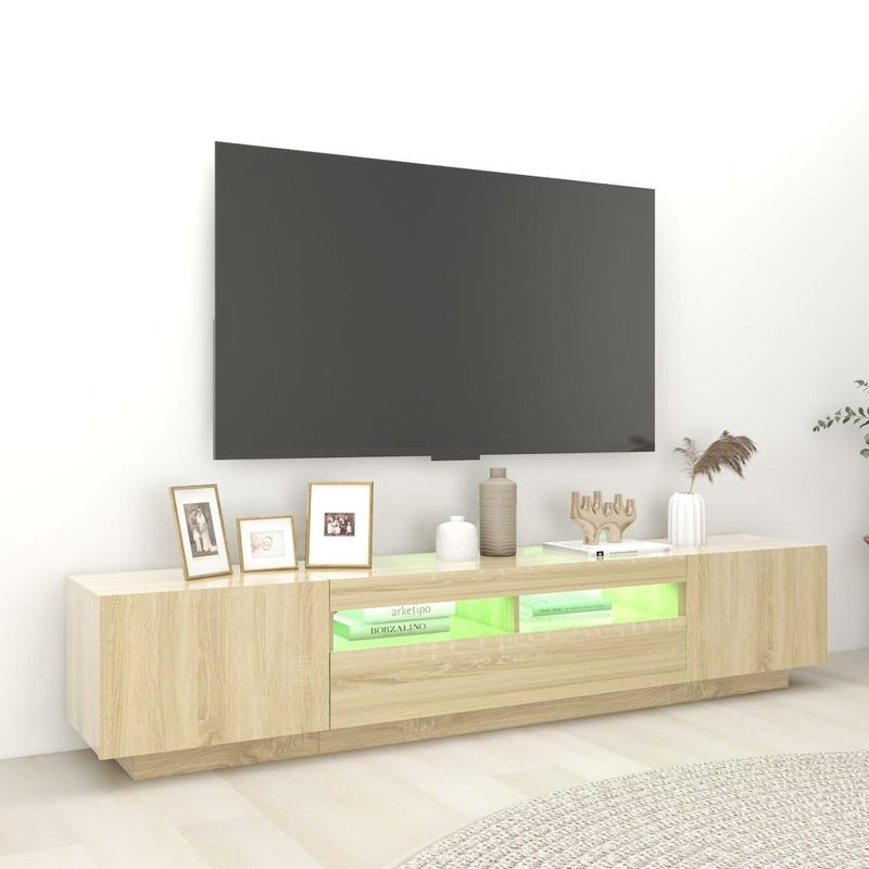 Casa si Gradina - Mobilier - Comode si corpuri - Comode - Comoda TV cu lumini LED, stejar sonoma, 200x35x40 cm - Infinity.ro