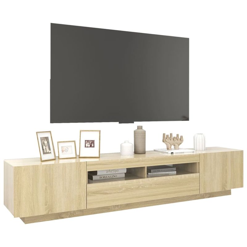 Casa si Gradina - Mobilier - Comode si corpuri - Comode - Comoda TV cu lumini LED, stejar sonoma, 200x35x40 cm - Infinity.ro