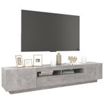 Casa si Gradina - Mobilier - Comode si corpuri - Comode - Comoda TV cu lumini LED, gri beton, 200x35x40 cm - Infinity.ro