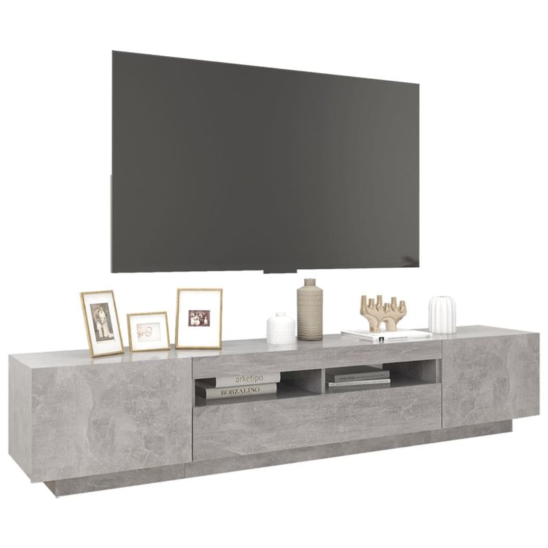 Casa si Gradina - Mobilier - Comode si corpuri - Comode - Comoda TV cu lumini LED, gri beton, 200x35x40 cm - Infinity.ro