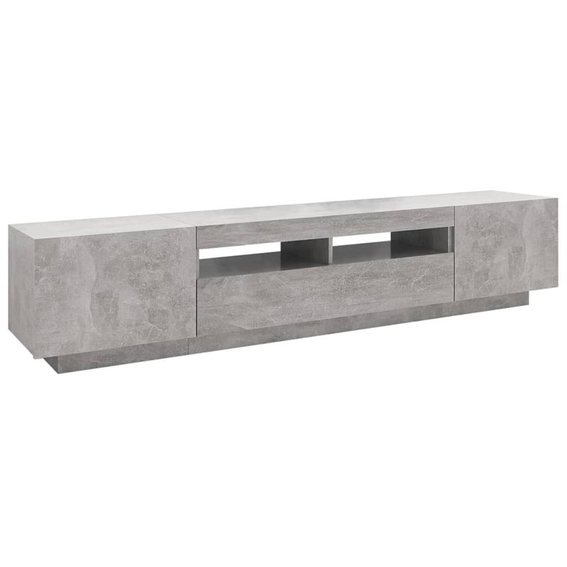 Casa si Gradina - Mobilier - Comode si corpuri - Comode - Comoda TV cu lumini LED, gri beton, 200x35x40 cm - Infinity.ro