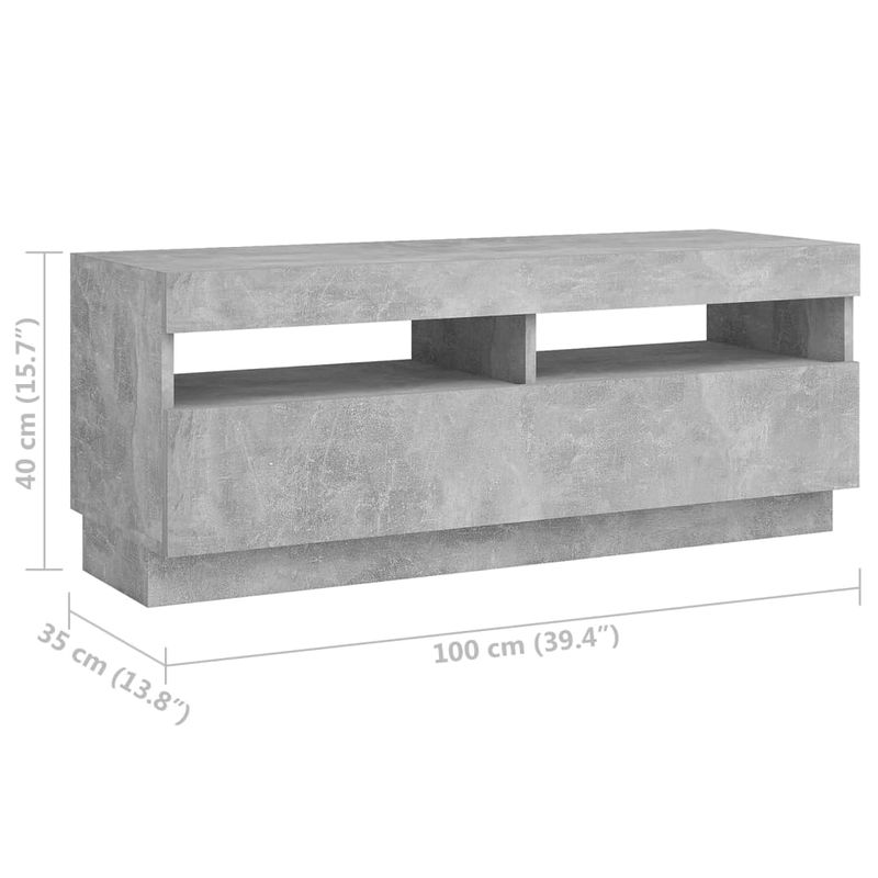 Casa si Gradina - Mobilier - Comode si corpuri - Comode - Comoda TV cu lumini LED, gri beton, 200x35x40 cm - Infinity.ro