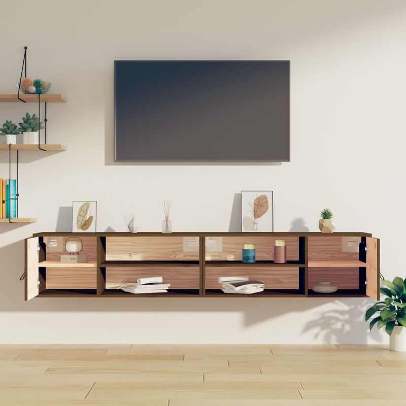 Casa si Gradina - Mobilier - Biblioteci si rafturi - Rafturi - Dulap de perete 2 buc. maro miere 80x30x30 cm lemn masiv pin - Infinity.ro
