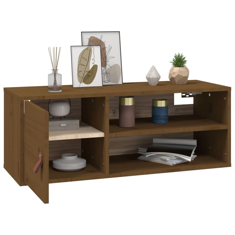 Casa si Gradina - Mobilier - Biblioteci si rafturi - Rafturi - Dulap de perete 2 buc. maro miere 80x30x30 cm lemn masiv pin - Infinity.ro