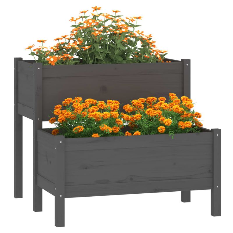Casa si Gradina - Gradinarit si plante - Plante si ghivece - Ghivece si suporturi - Jardiniera, gri, 84,5x84x75 cm, lemn masiv de pin - Infinity.ro