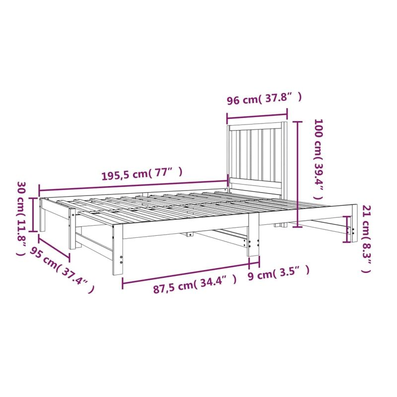 Casa si Gradina - Mobilier - Paturi si accesorii - Paturi - Pat de zi extensibil, 2x(90x190) cm, lemn masiv de pin - Infinity.ro