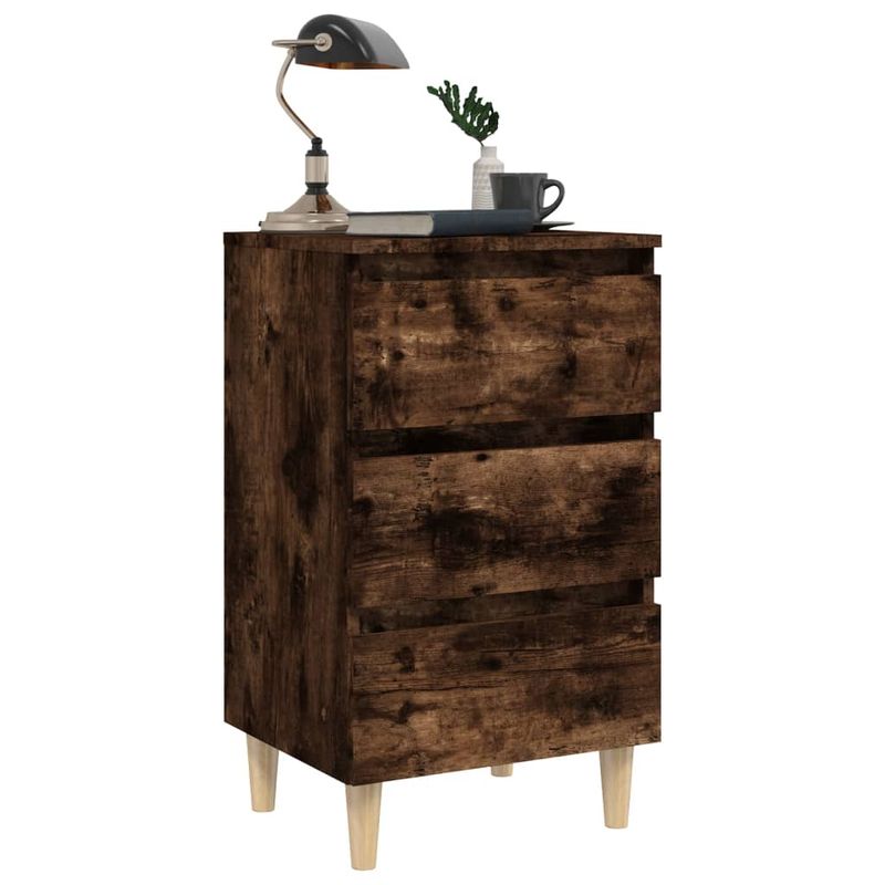 Casa si Gradina - Mobilier - Comode si corpuri - Noptiere - Noptiere cu picioare lemn masiv, stejar afumat, 40x35x69 cm - Infinity.ro