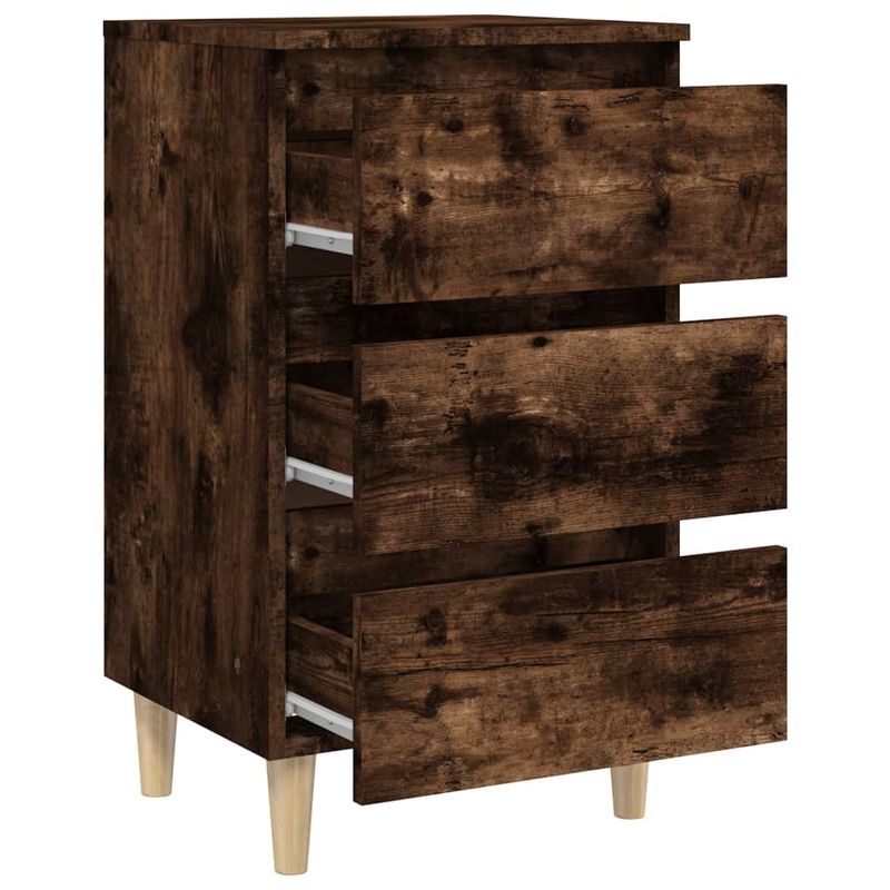 Casa si Gradina - Mobilier - Comode si corpuri - Noptiere - Noptiere cu picioare lemn masiv, stejar afumat, 40x35x69 cm - Infinity.ro