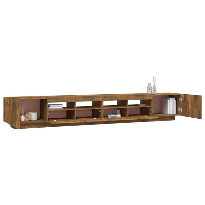 Casa si Gradina - Mobilier - Comode si corpuri - Comode - Comoda TV cu lumini LED, 3 piese, stejar fumuriu, lemn prelucrat - Infinity.ro