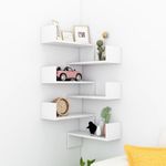 Casa si Gradina/Mobilier/Biblioteci si rafturi/Rafturi - Raft de perete pe colt 2 buc alb extralucios 40x40x50 cm PAL - Infinity.ro