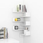 Casa si Gradina/Mobilier/Biblioteci si rafturi/Rafturi - Raft de perete pe colt 2 buc alb extralucios 40x40x50 cm PAL - Infinity.ro