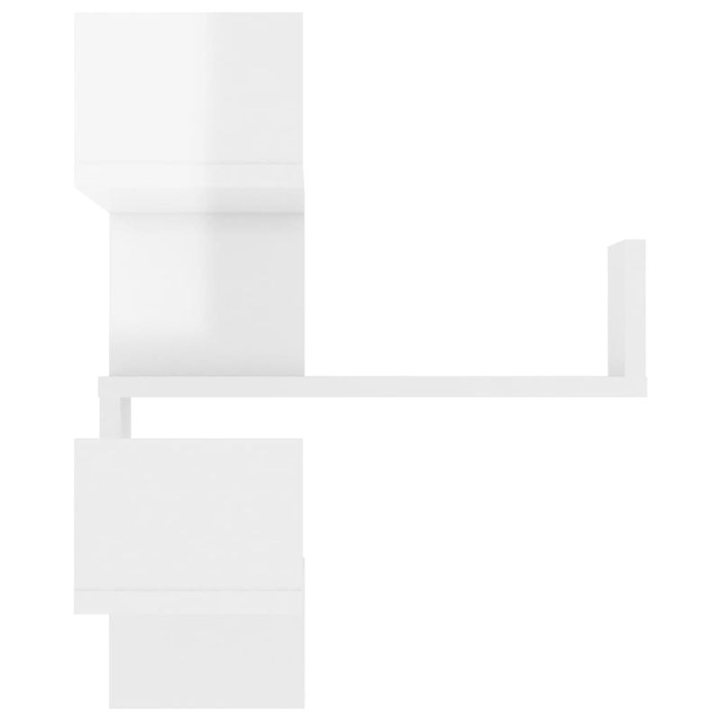 Casa si Gradina/Mobilier/Biblioteci si rafturi/Rafturi - Raft de perete pe colt 2 buc alb extralucios 40x40x50 cm PAL - Infinity.ro