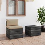 Casa si Gradina - Gradina si terasa - Mobilier exterior - Seturi mobila gradina - Set mobilier gradina din paleti cu perne, 2 piese, lemn de pin, pernă șezut bej - Infinity.ro