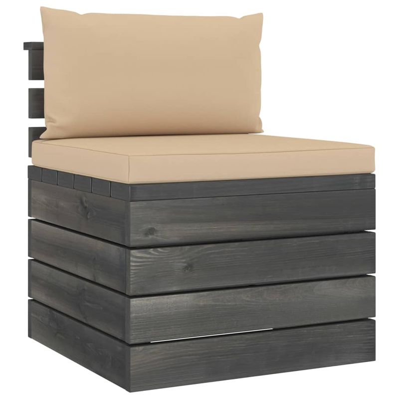 Casa si Gradina - Gradina si terasa - Mobilier exterior - Seturi mobila gradina - Set mobilier gradina din paleti cu perne, 2 piese, lemn de pin, pernă șezut bej - Infinity.ro