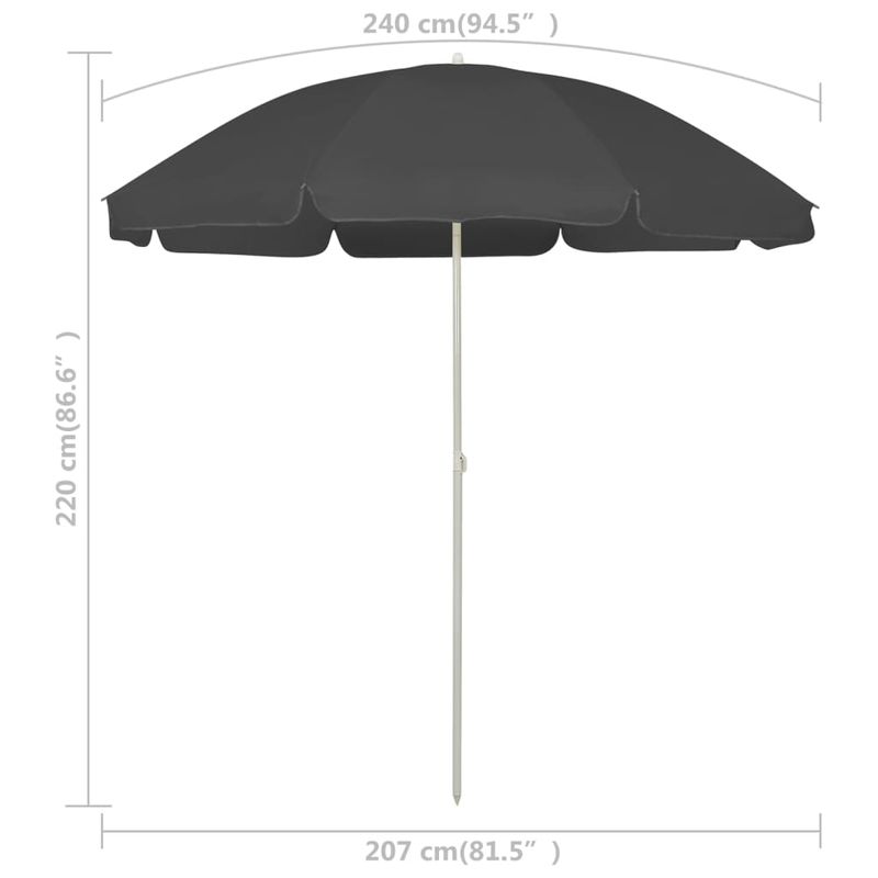 Casa si Gradina - Gradina si terasa - Umbrele si pavilioane - Umbrele - Umbrela de plaja, antracit, 240 cm - Infinity.ro