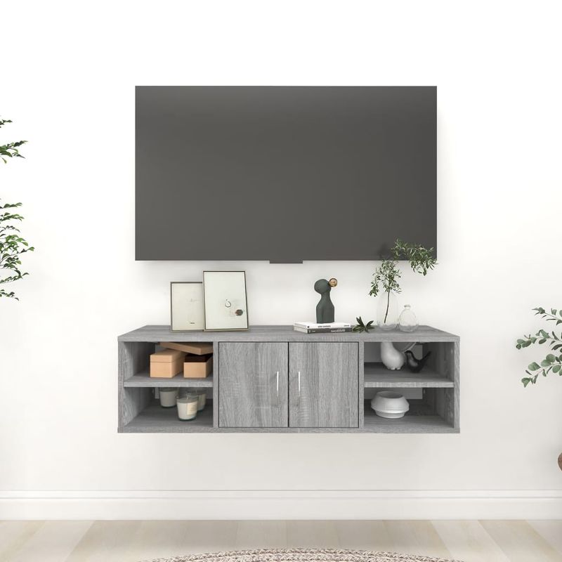 Casa si Gradina - Mobilier - Biblioteci si rafturi - Rafturi - Raft de perete, gri sonoma, 102x30x29 cm, lemn compozit - Infinity.ro
