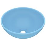 Casa si Gradina - Sanitare - Lavoar baie si accesorii - Lavoare si piedestale - Chiuveta baie lux albastru mat 32,5x14 cm ceramica rotund - Infinity.ro